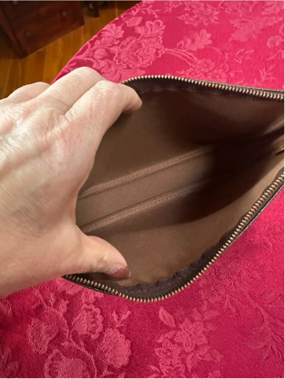 Louis Vuitton Brown and Tan Monogram Pochette Bag